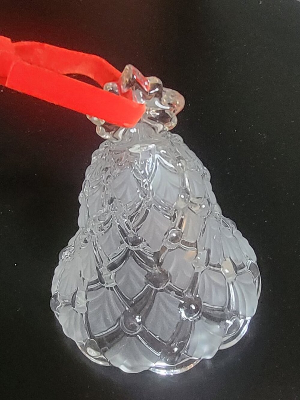 ⭕5/$17- Mikasa Crystal Winter Dreams Holiday Christmas Tree Bell Large 5.6" Tall